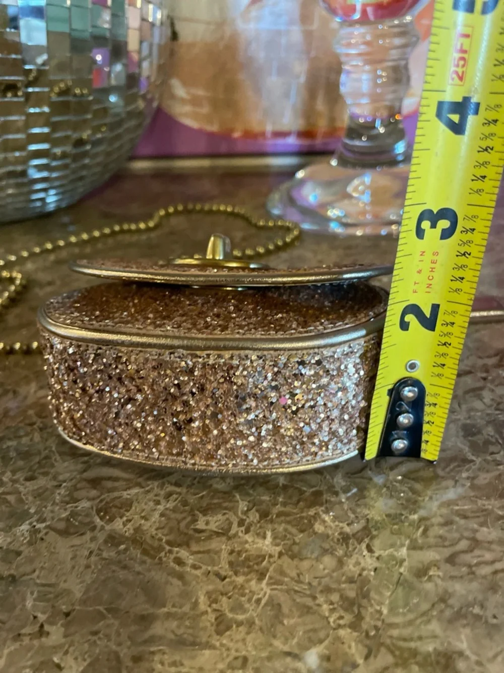 COACH Sparkle Leather Crossbody Gold Glitter Mini Bag Style No 43292 - Picture 15 of 17